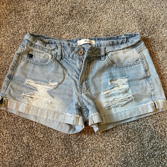 Kancan denim distressed light wash shorts low rise - Picture 1 of 4
